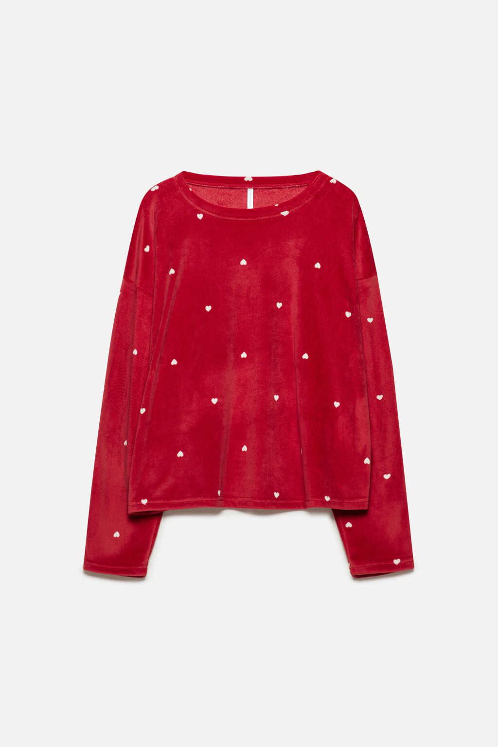 Джемпер домашний плюшевый в сердечко - цвет бордовый - 7