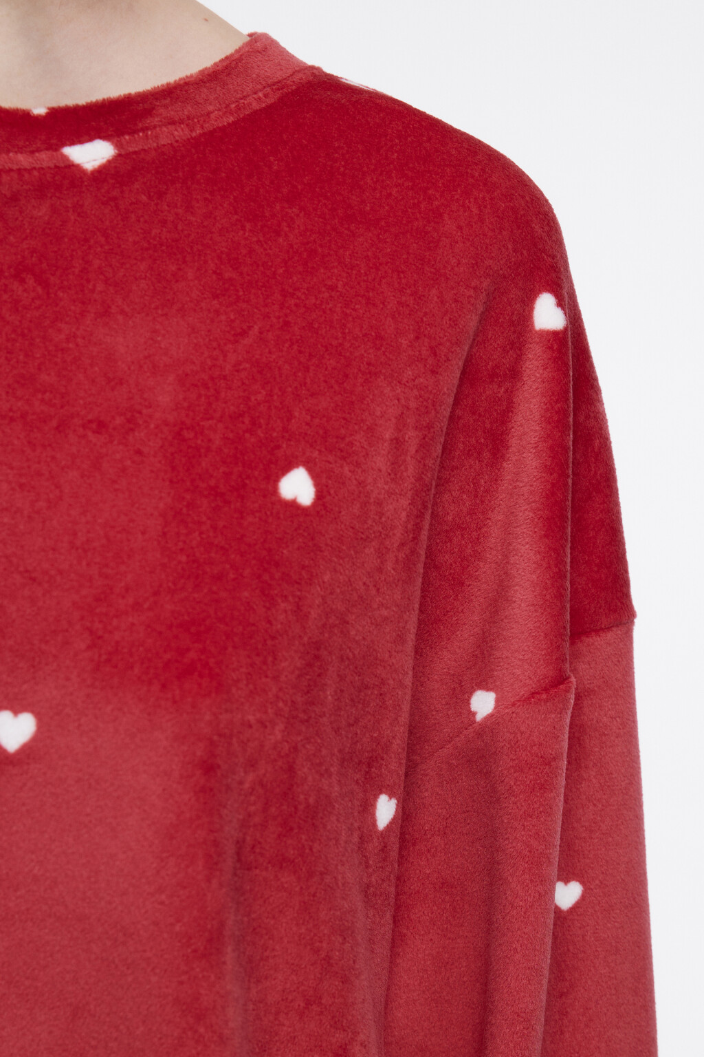 Джемпер домашний плюшевый в сердечко - цвет бордовый - 6