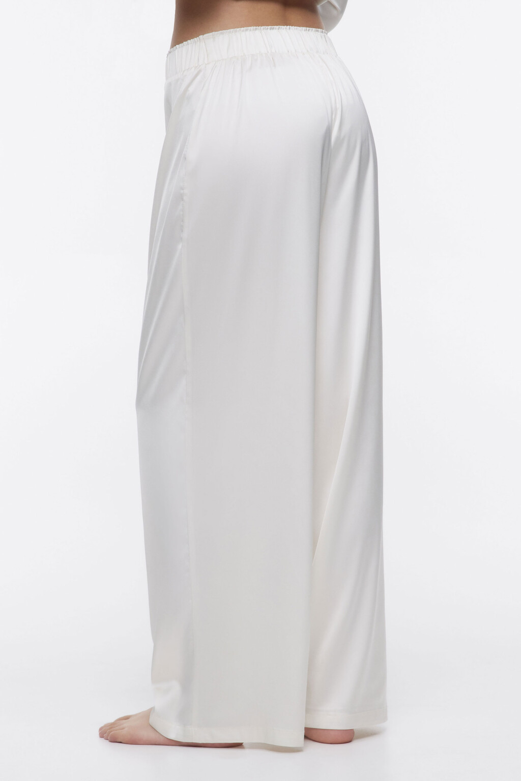 Брюки домашние из сатиновой ткани - цвет белый - 3
