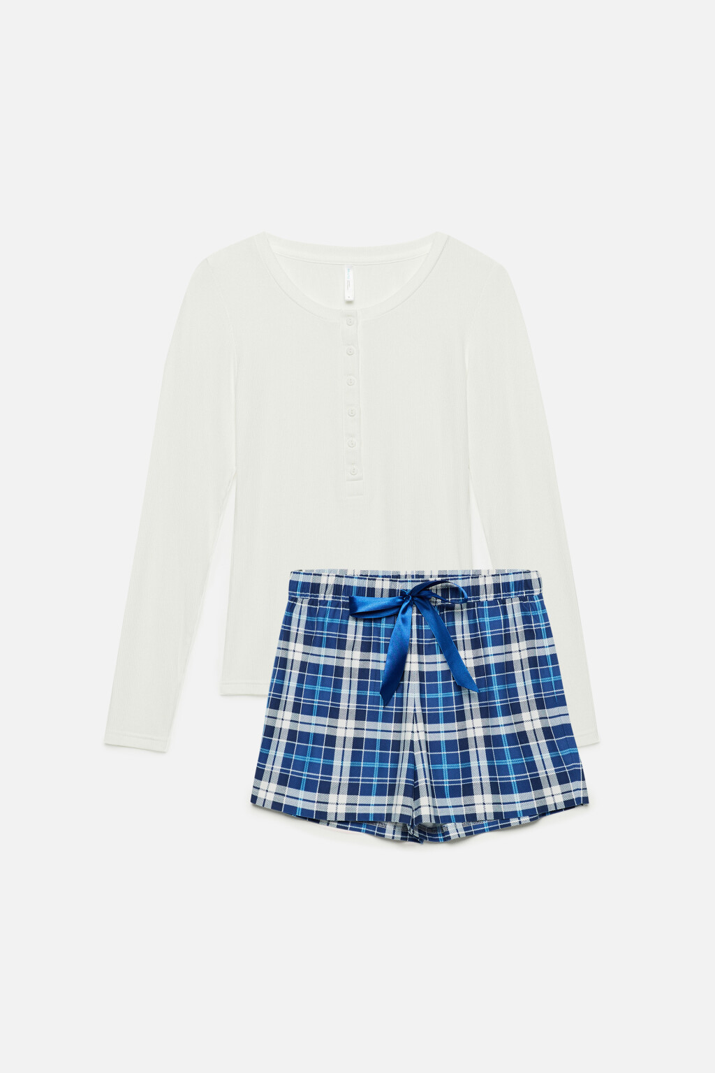 Комплект пижамный с шортами и лонгсливом - цвет синий - 8