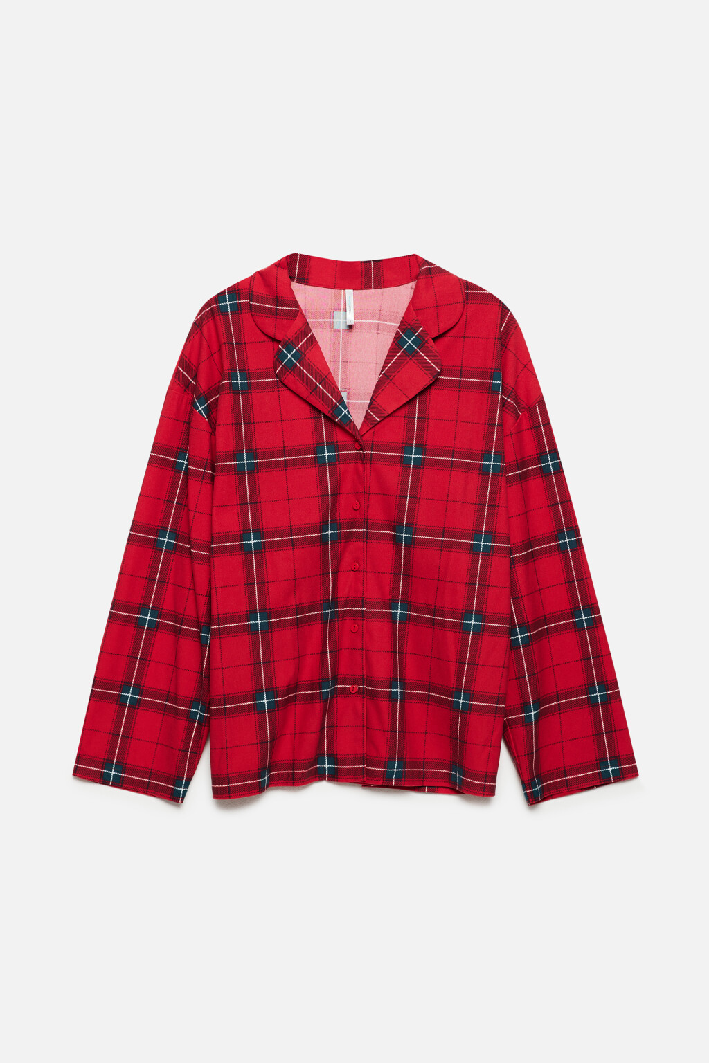 Рубашка oversize домашняя в клетку - цвет красный - 8