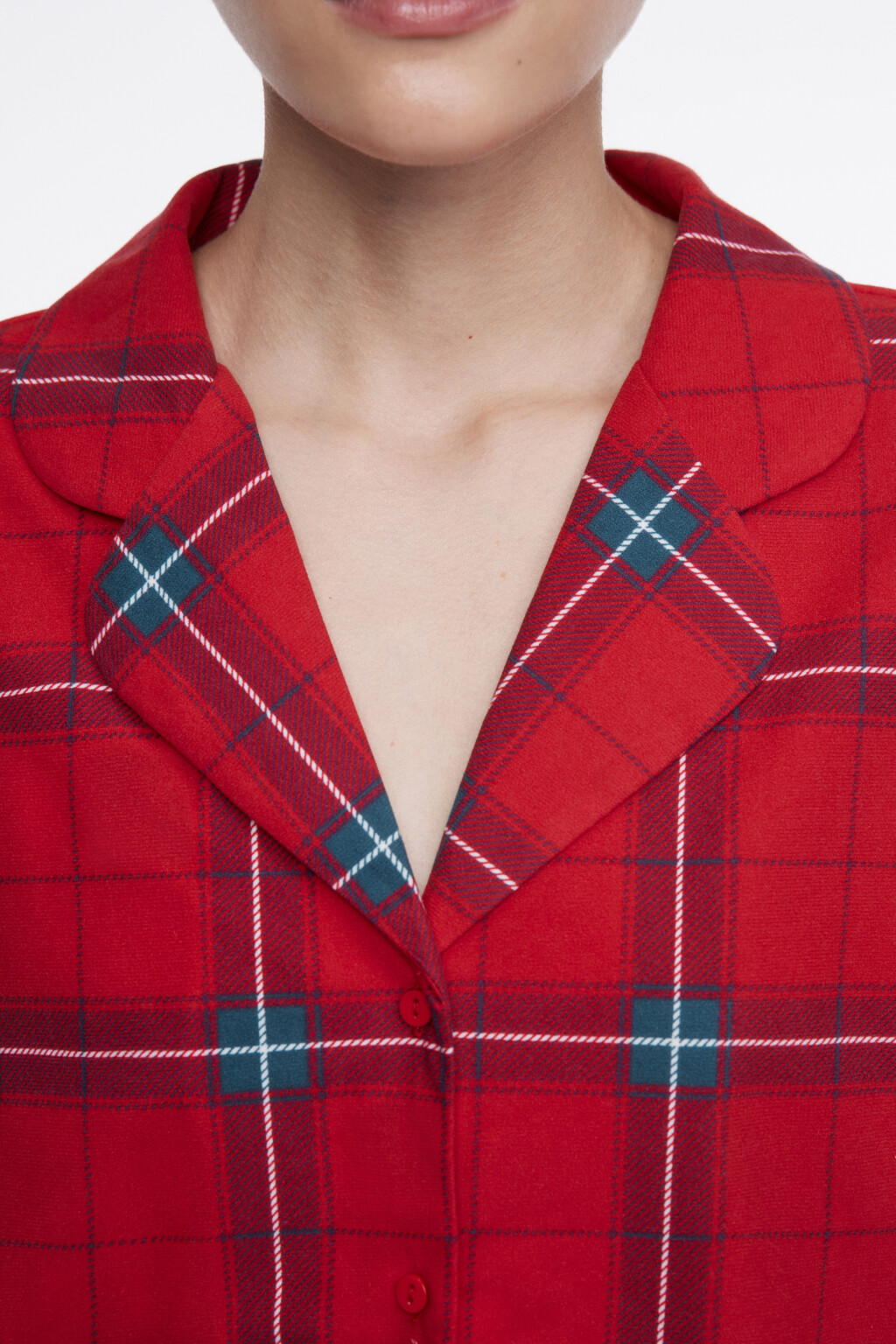 Рубашка oversize домашняя в клетку - цвет красный - 6