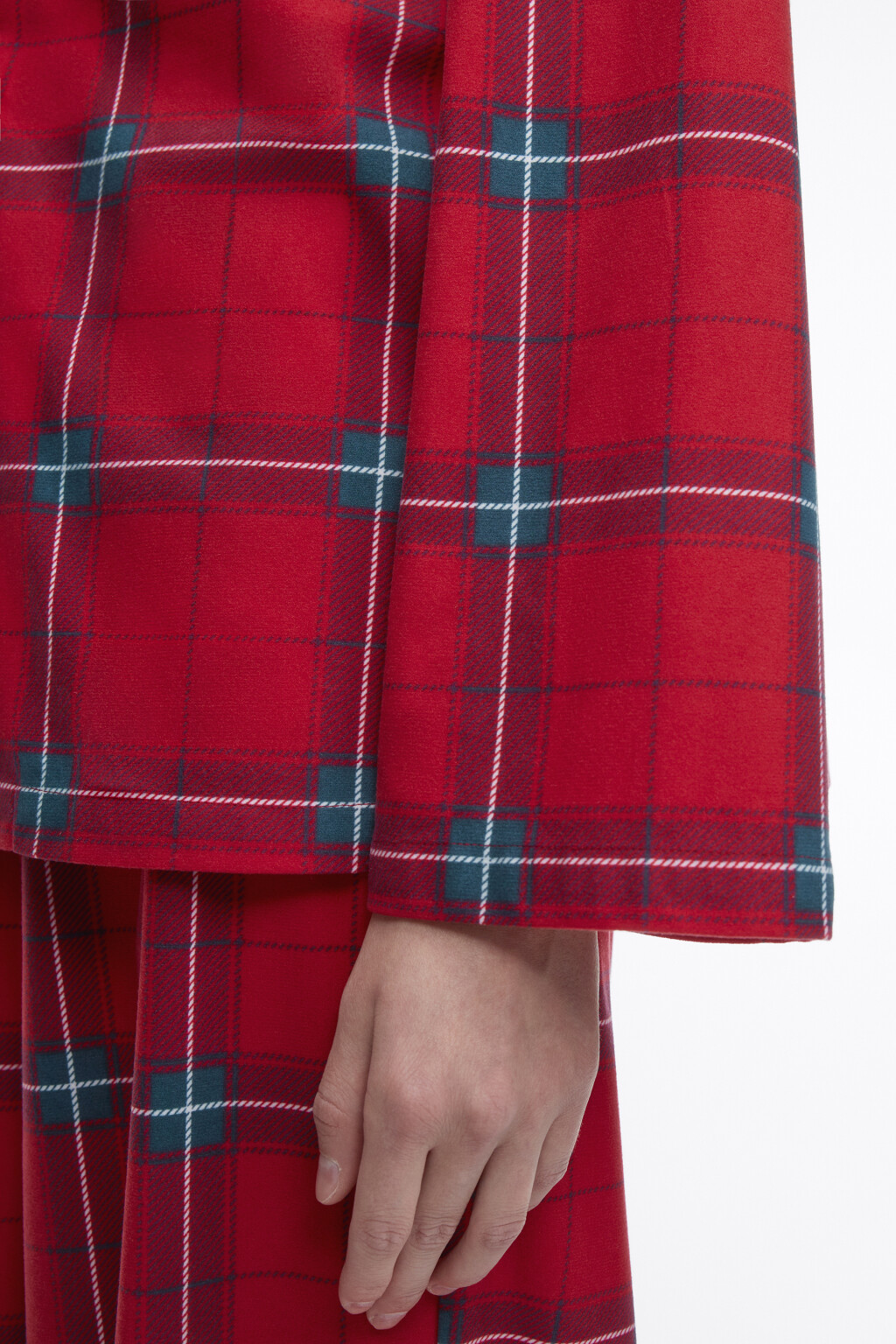 Рубашка oversize домашняя в клетку - цвет красный - 7