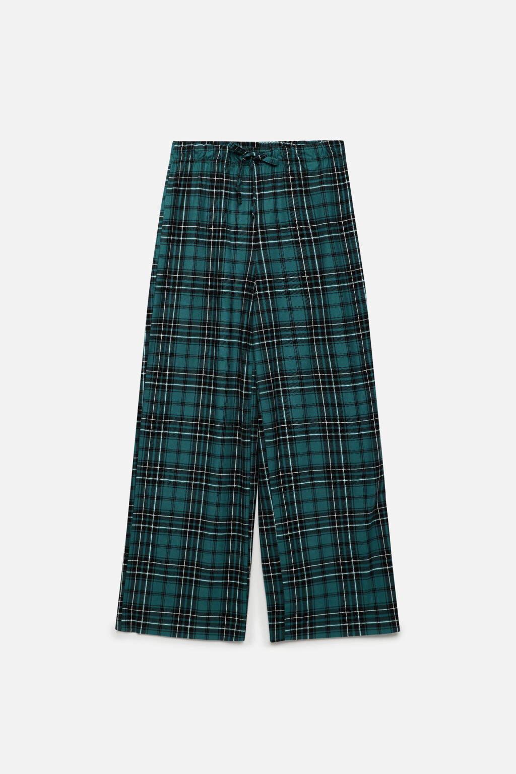 Брюки домашние широкие в клетку - цвет зеленый - 8