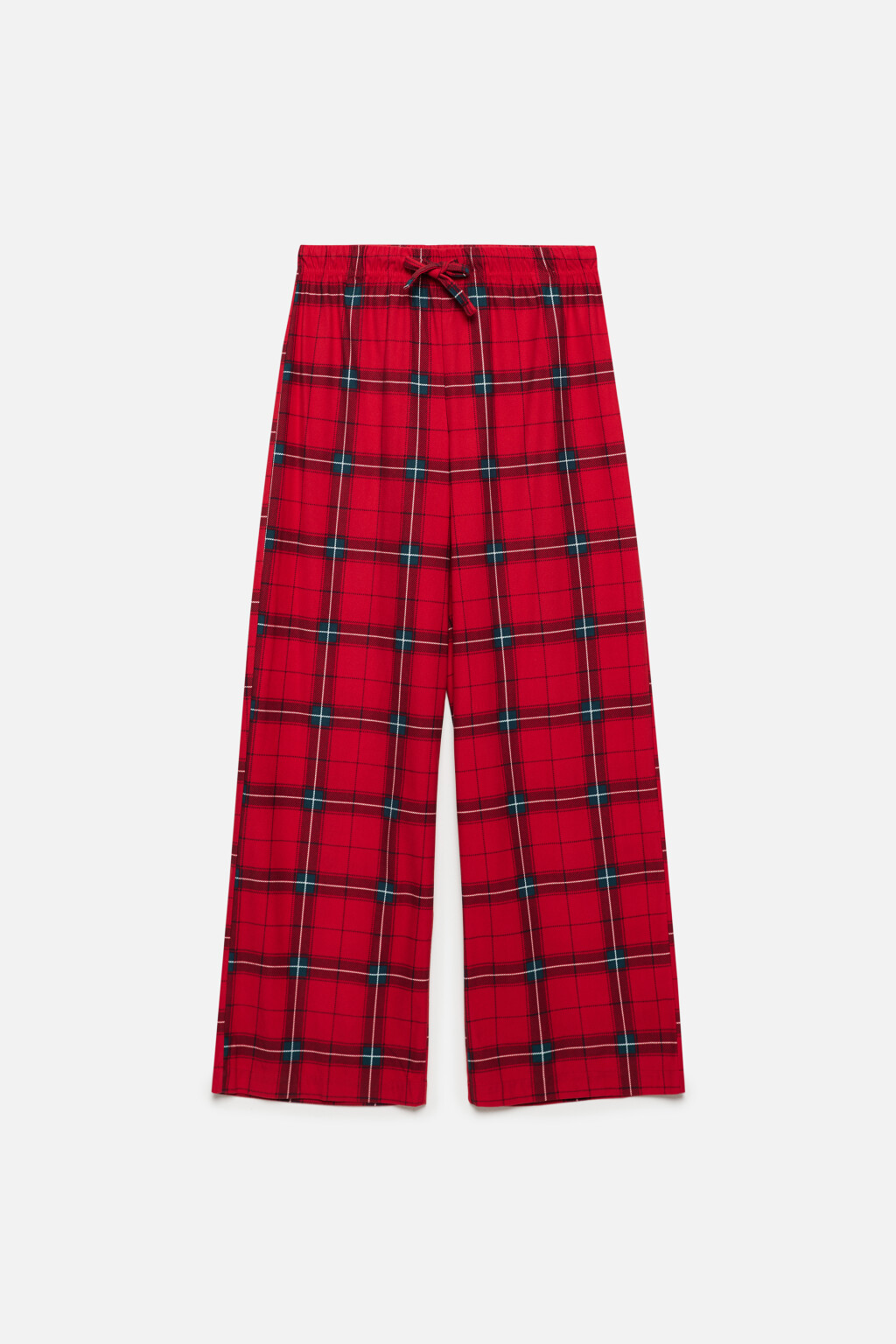 Брюки домашние широкие в клетку - цвет красный - 8