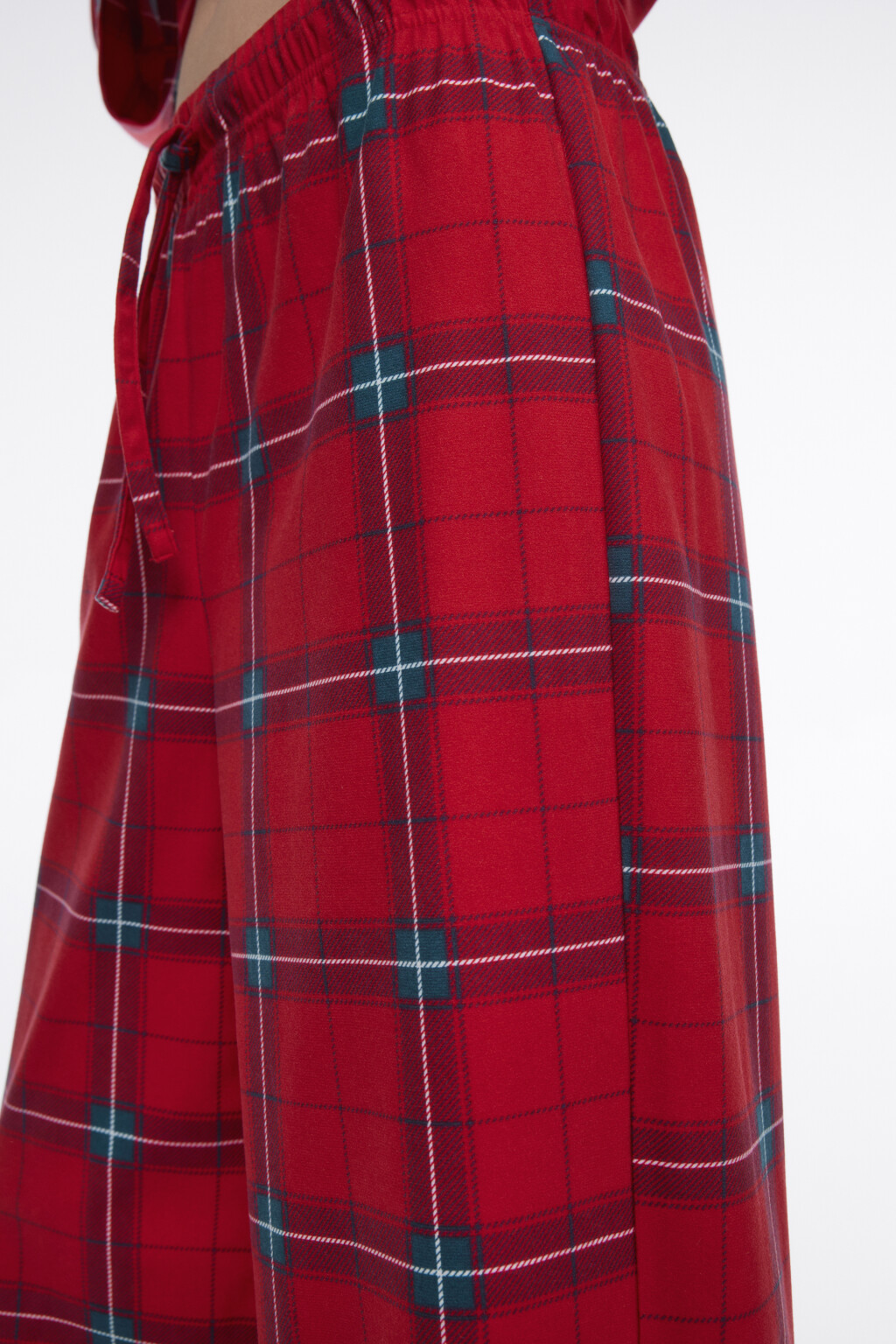 Брюки домашние широкие в клетку - цвет красный - 7