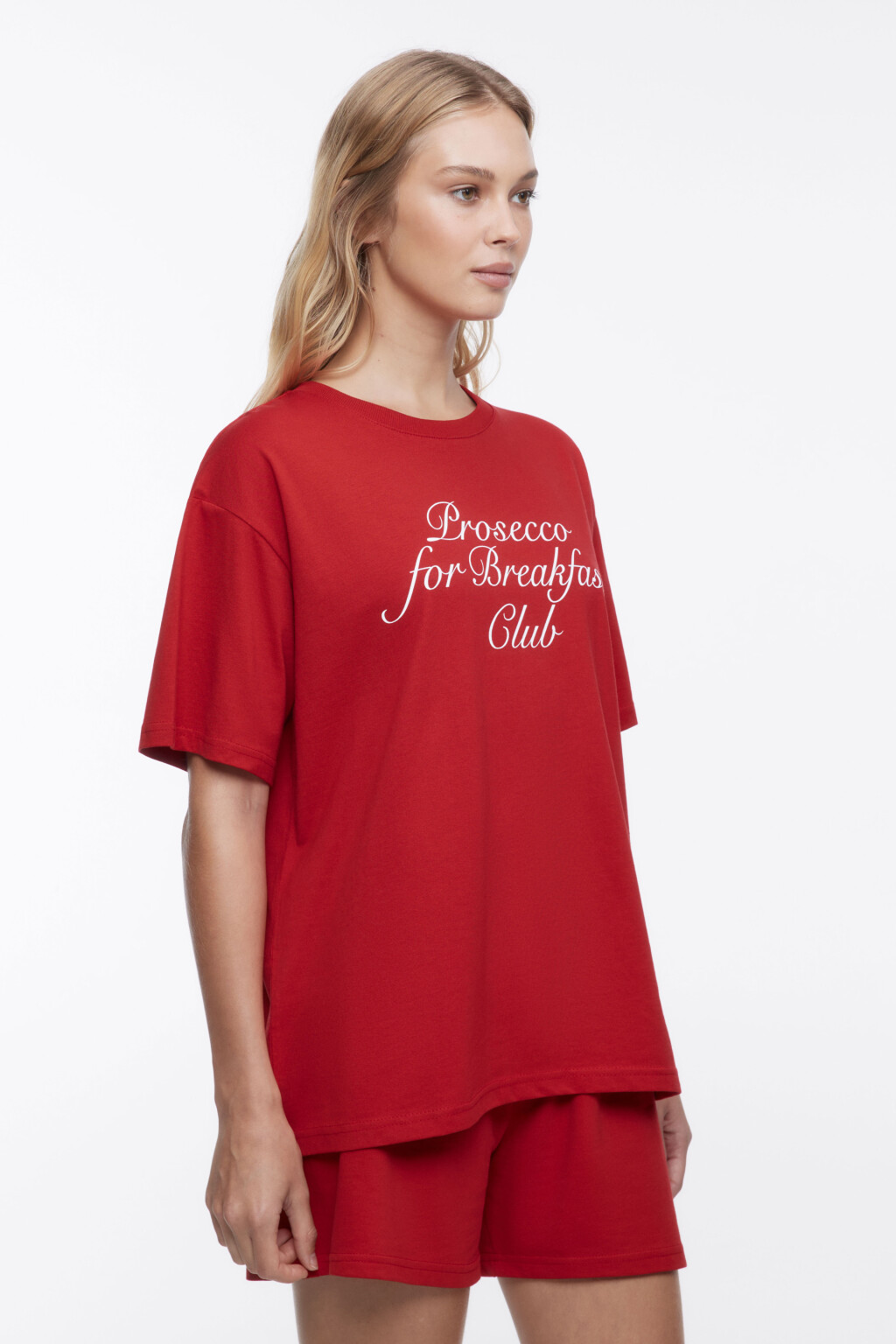 Пижама новогодняя с футболкой и шортами - цвет красный - 3
