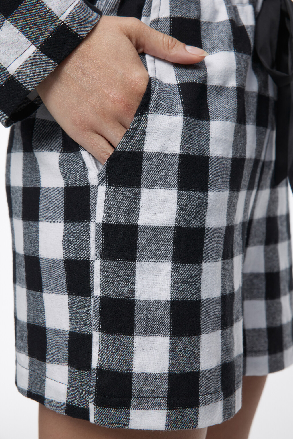 Шорты домашние клетчатые с люрексом - цвет черный - 6