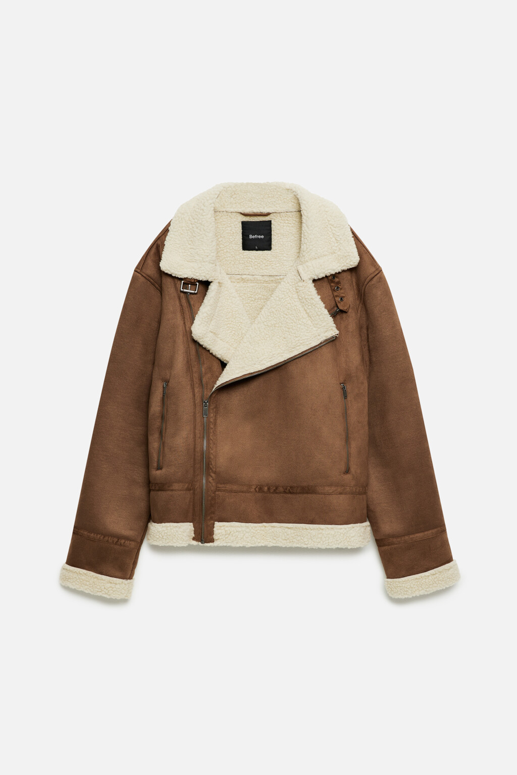 Куртка-дубленка короткая с воротником - цвет коричневый - 12