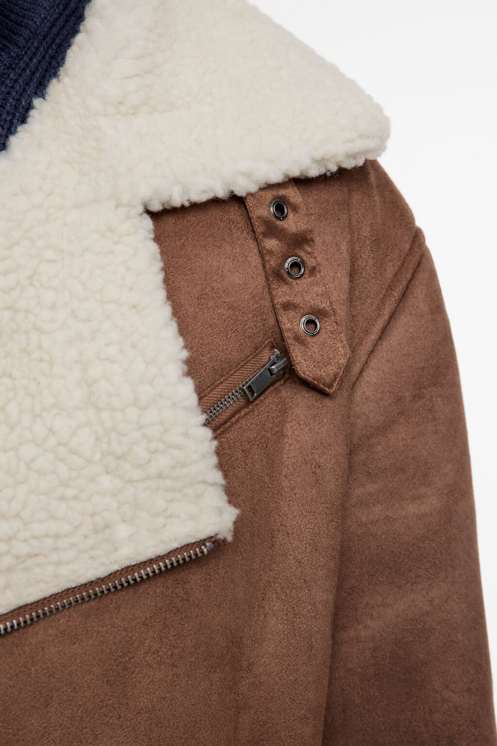 Куртка-дубленка короткая с воротником - цвет коричневый - 8