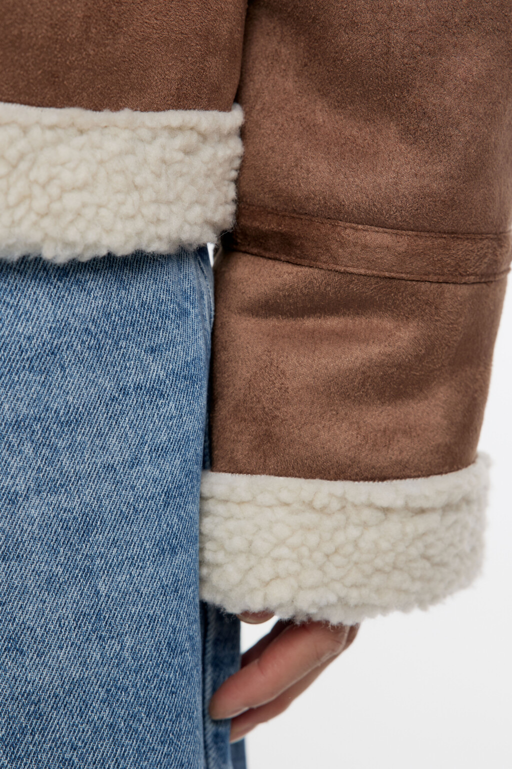 Куртка-дубленка короткая с воротником - цвет коричневый - 9