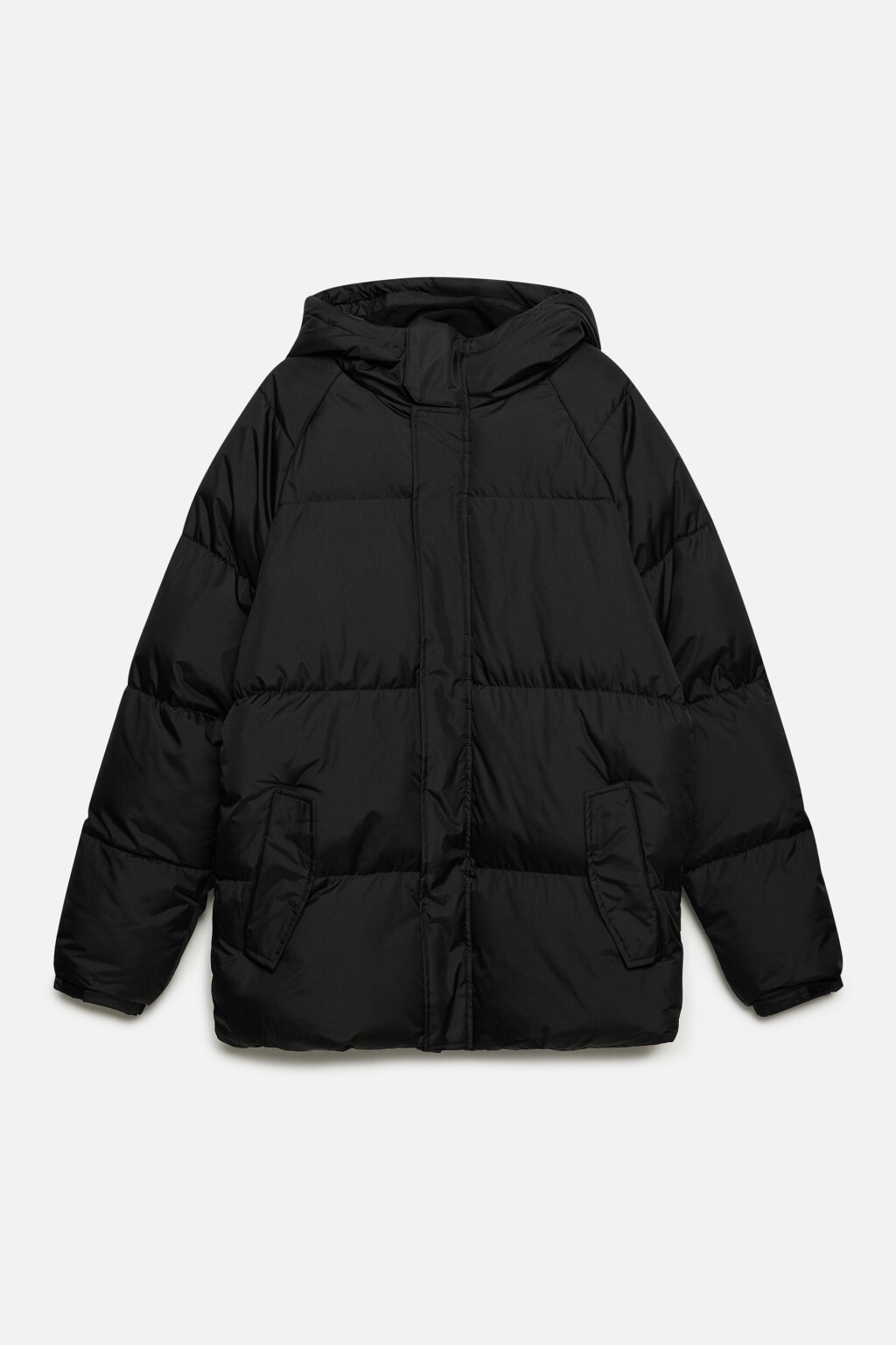 Куртка-пуховик стеганая утепленная с капюшоном - цвет черный - 1