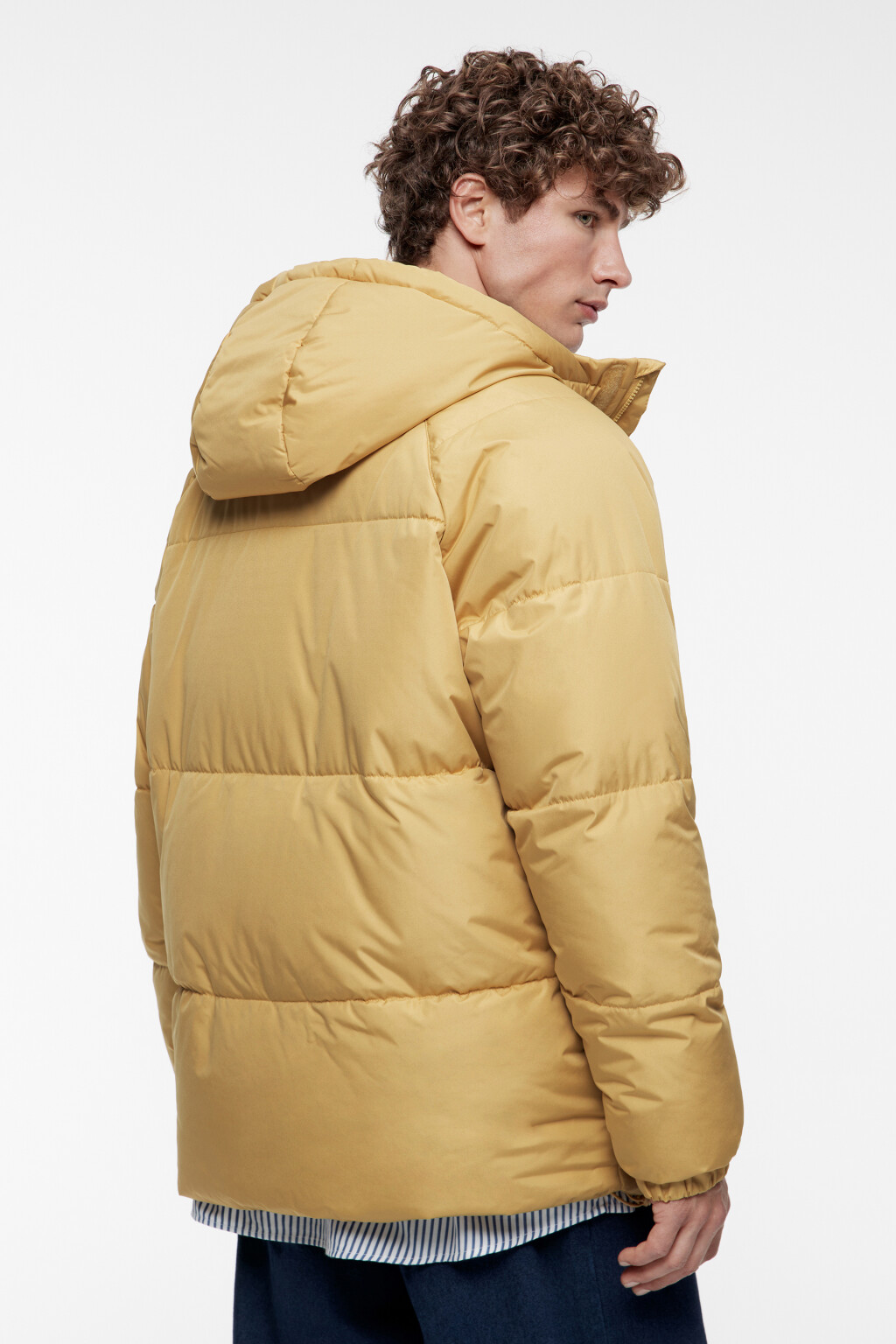 Куртка-пуховик стеганая утепленная с капюшоном - цвет бежевый - 5