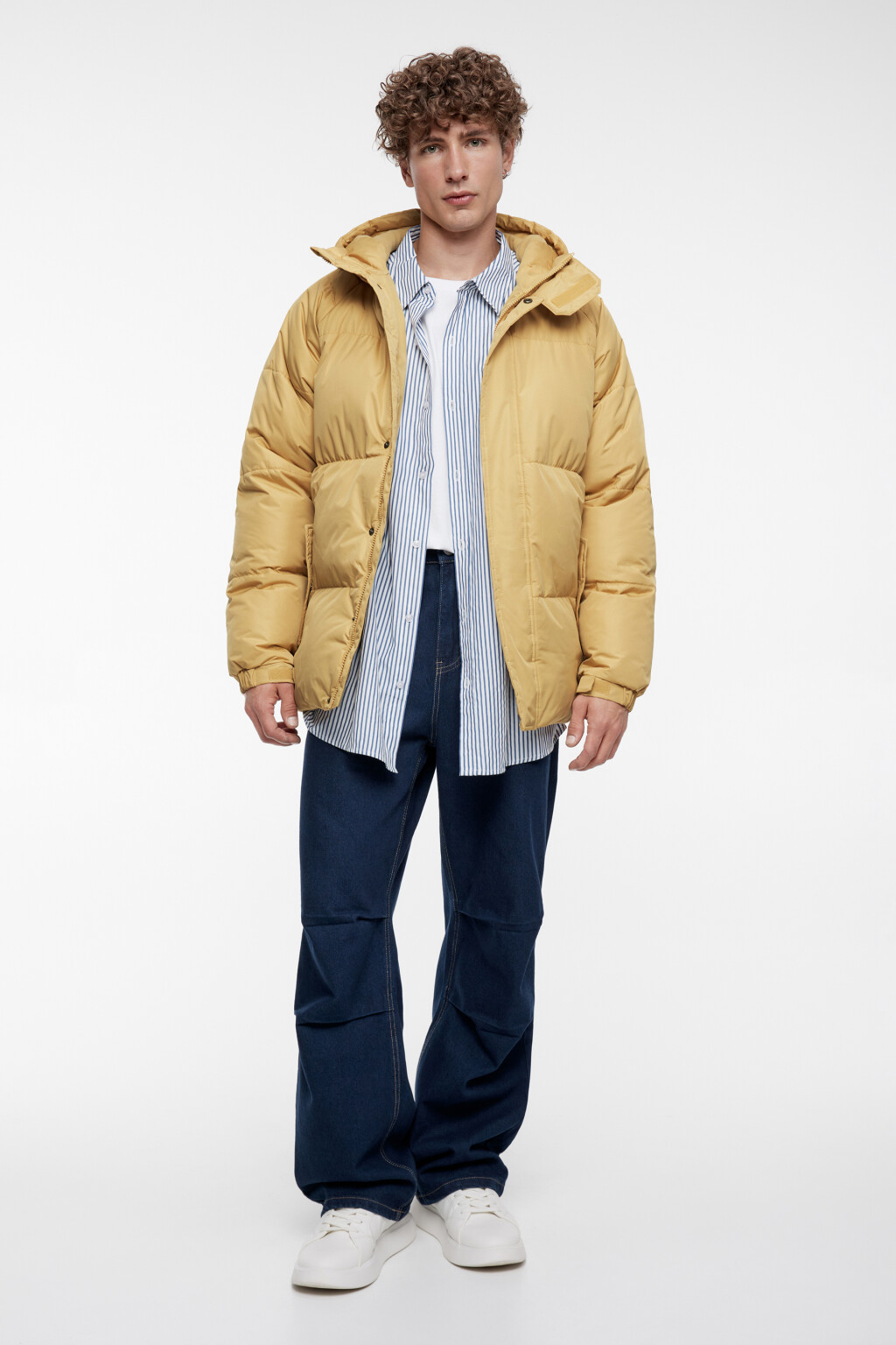 Куртка-пуховик стеганая утепленная с капюшоном - цвет бежевый - 6