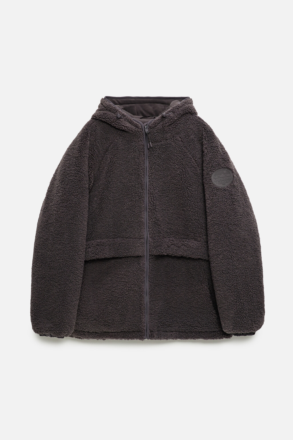 Куртка из искусственного меха короткая утепленная с капюшоном - цвет серый - 12