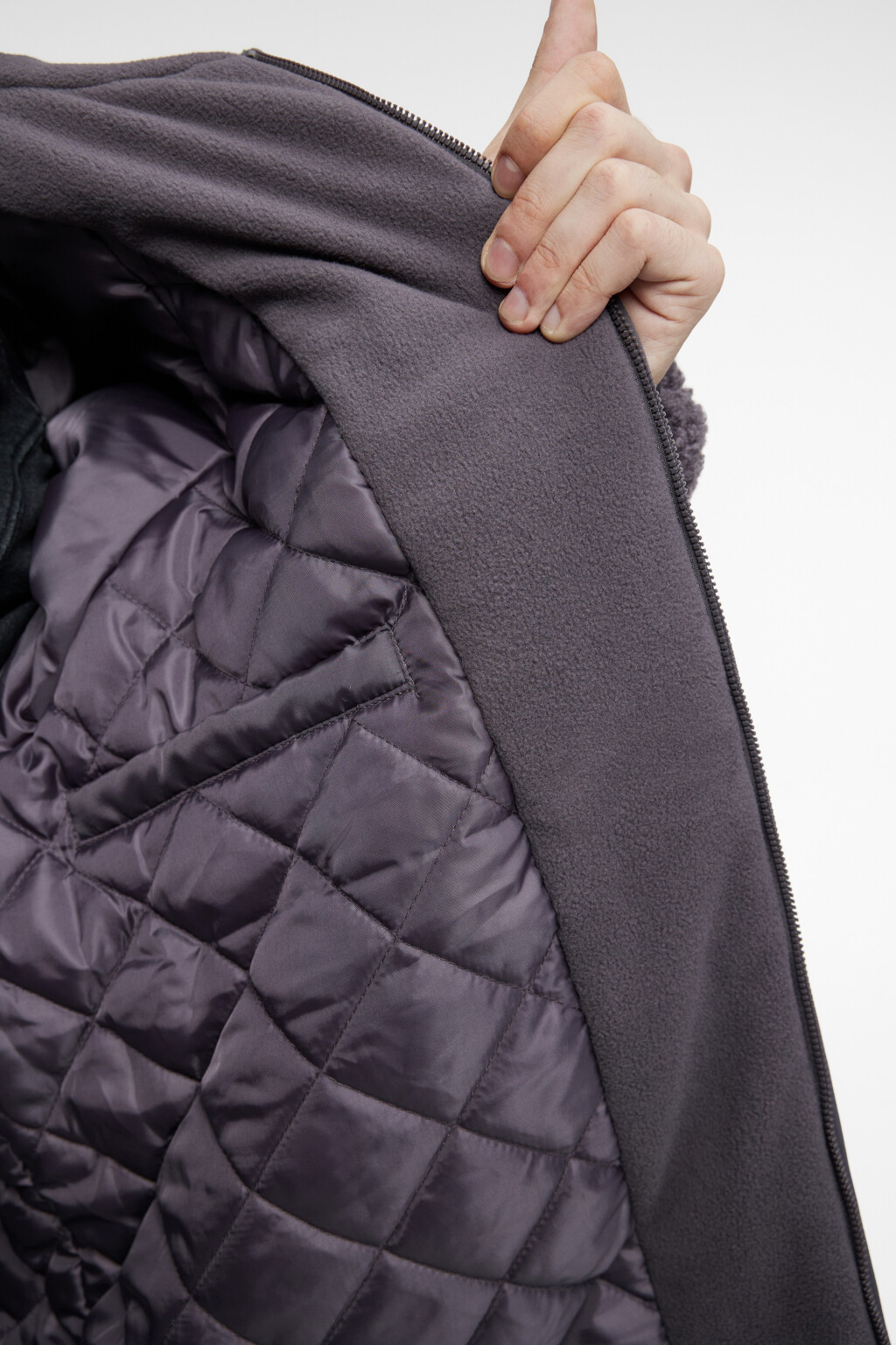 Куртка из искусственного меха короткая утепленная с капюшоном - цвет серый - 10