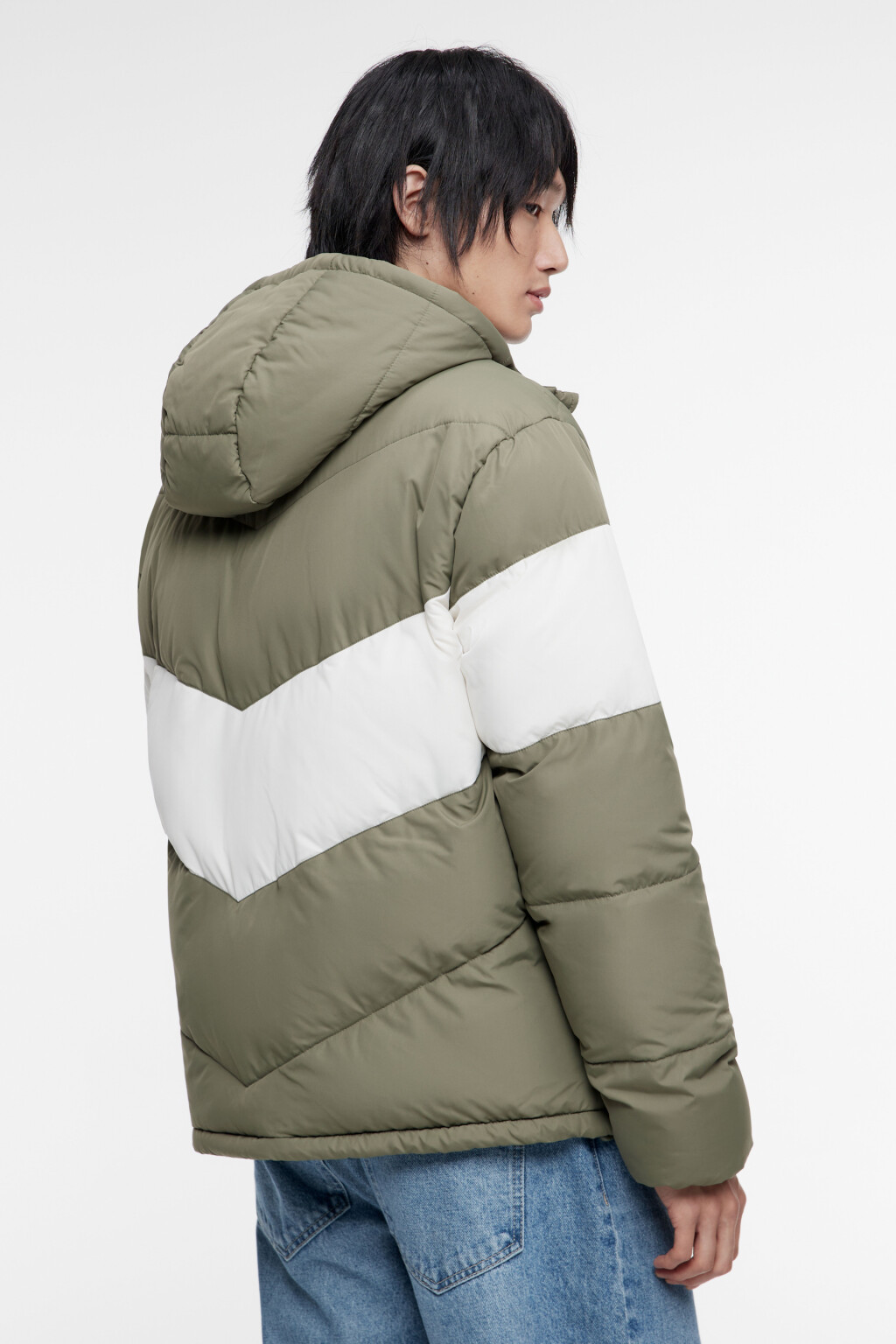 Куртка-олимпийка стеганая утепленная с капюшоном - цвет зеленый - 5