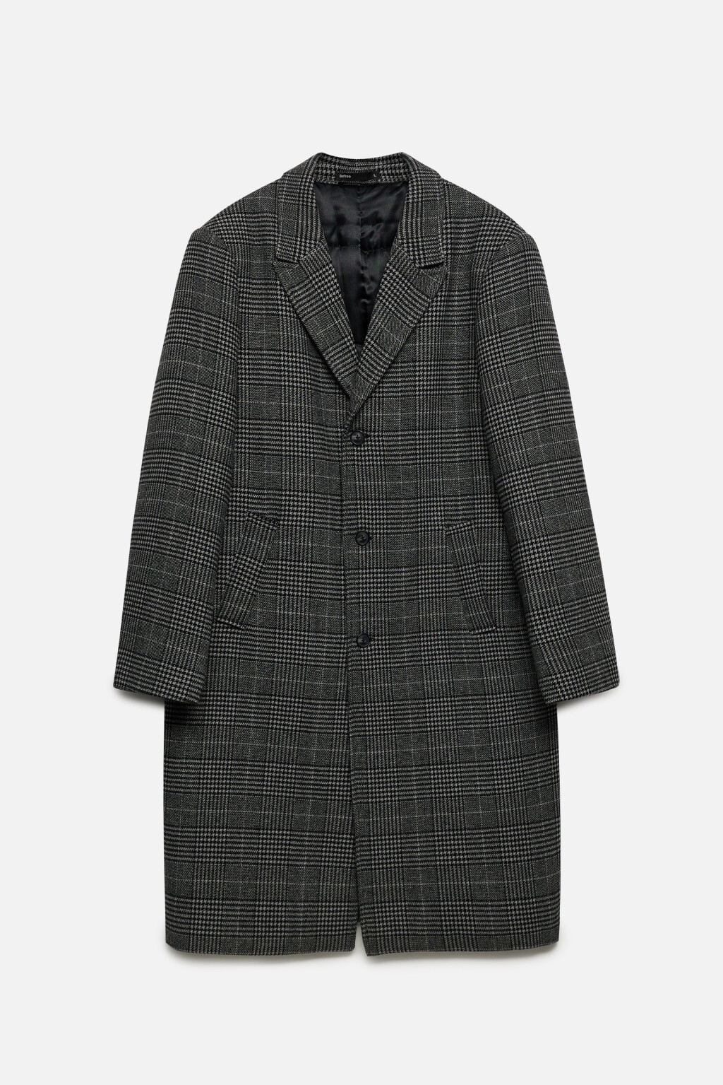 Пальто длинное шерстяное с принтом в клетку - цвет черный - 9