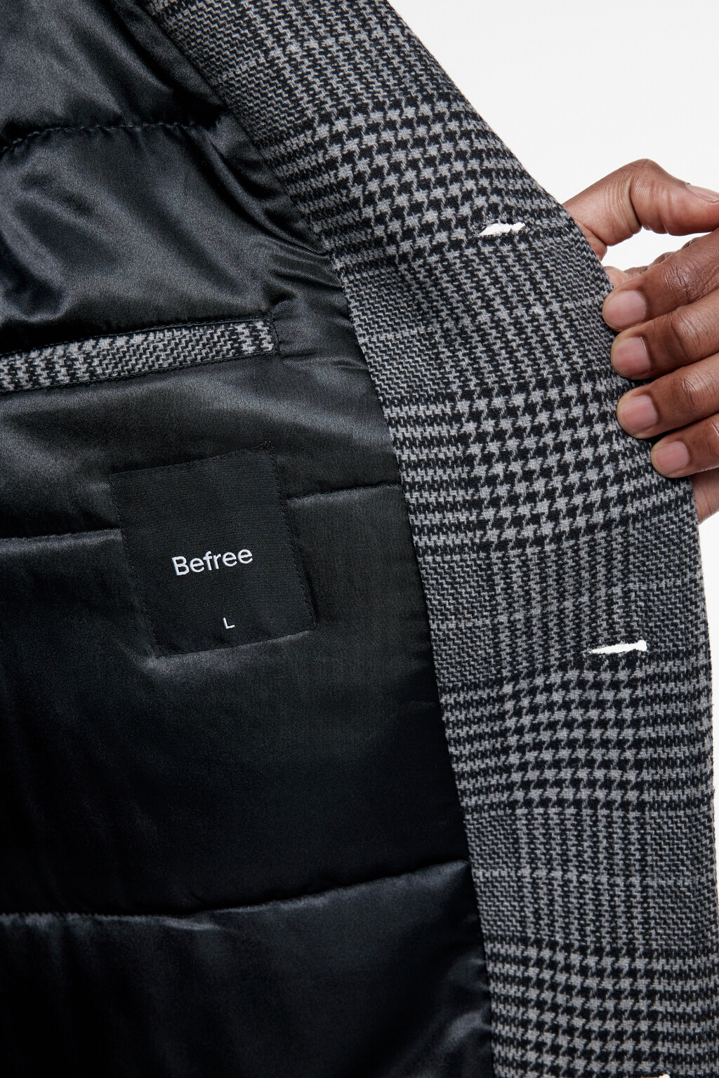 Пальто длинное шерстяное с принтом в клетку - цвет черный - 6