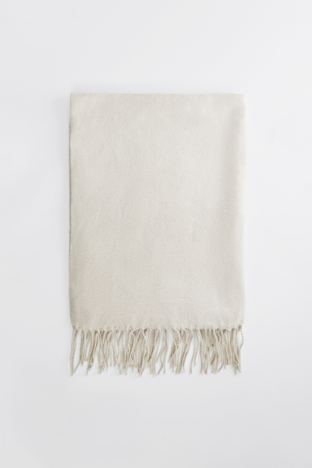 Шарф тонкий однотонный с длинной бахромой - цвет бежевый - 2