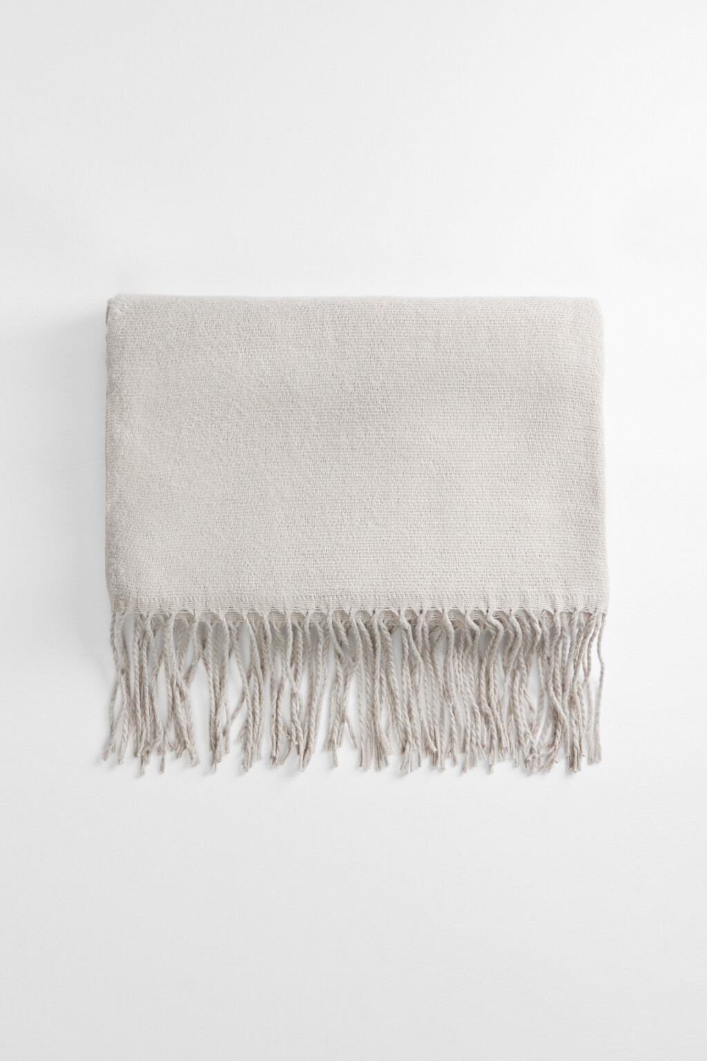Шарф тонкий однотонный с длинной бахромой - цвет бежевый - 1