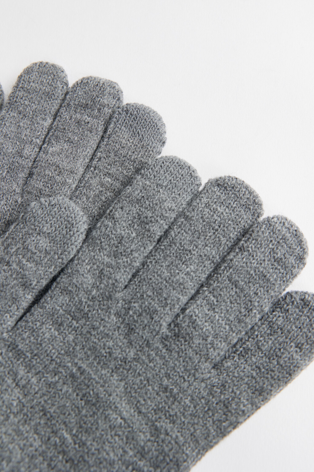 Перчатки вязаные короткие однотонные - цвет серый - 2
