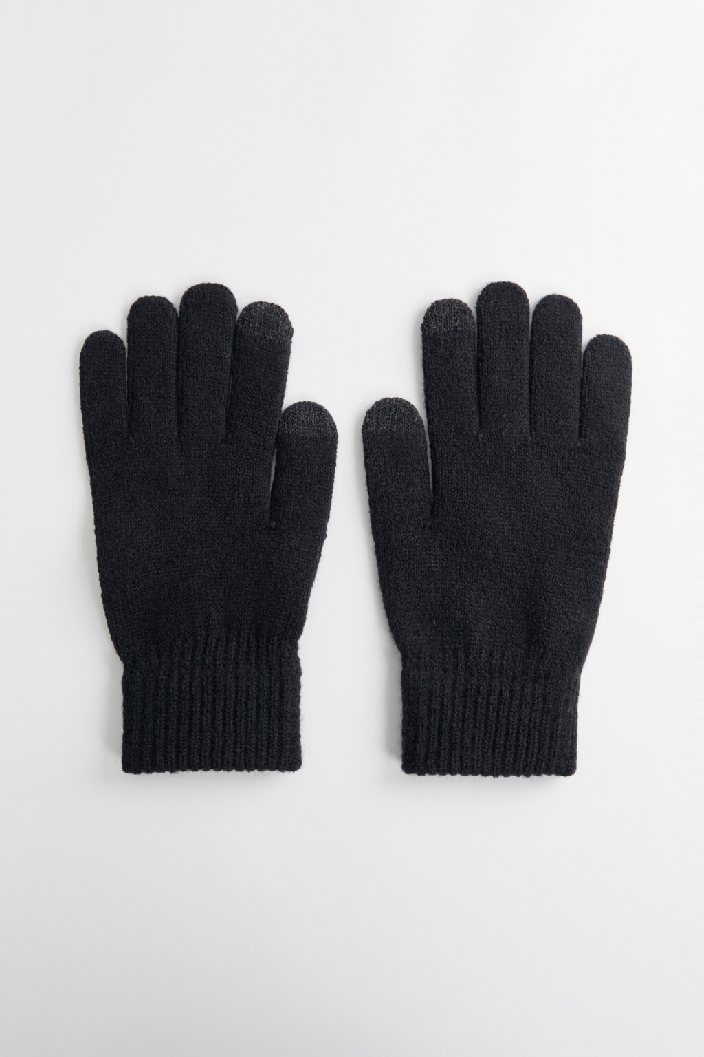 Перчатки вязаные короткие однотонные - цвет черный - 1