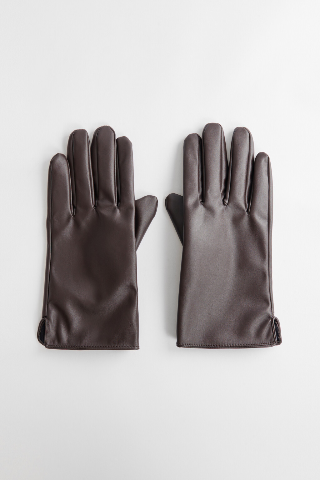 Перчатки утепленные из искусственной кожи с ворсом - цвет коричневый - 1