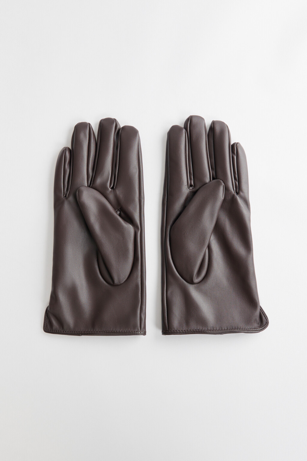Перчатки утепленные из искусственной кожи с ворсом - цвет коричневый - 2
