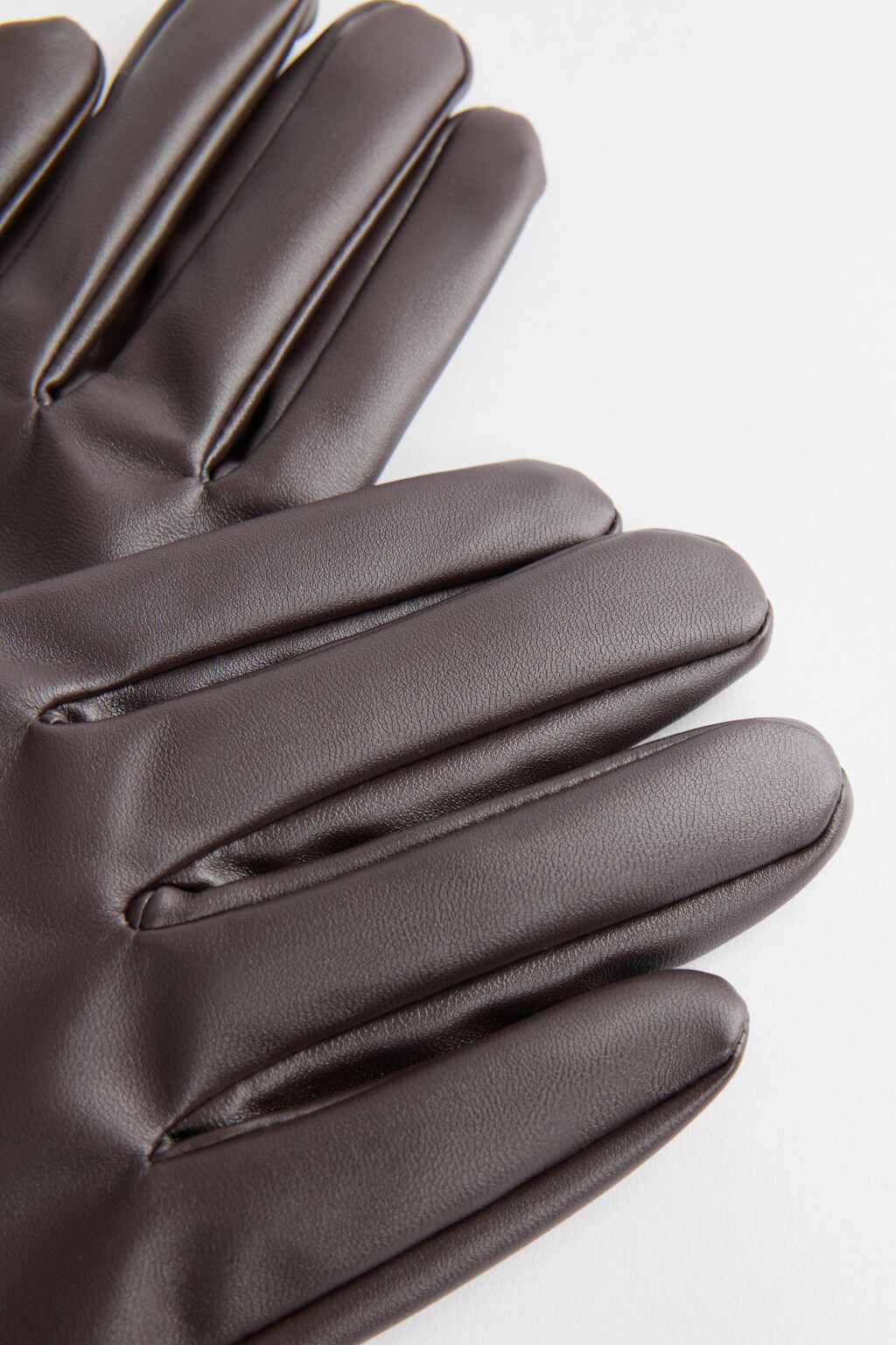 Перчатки утепленные из искусственной кожи с ворсом - цвет коричневый - 3