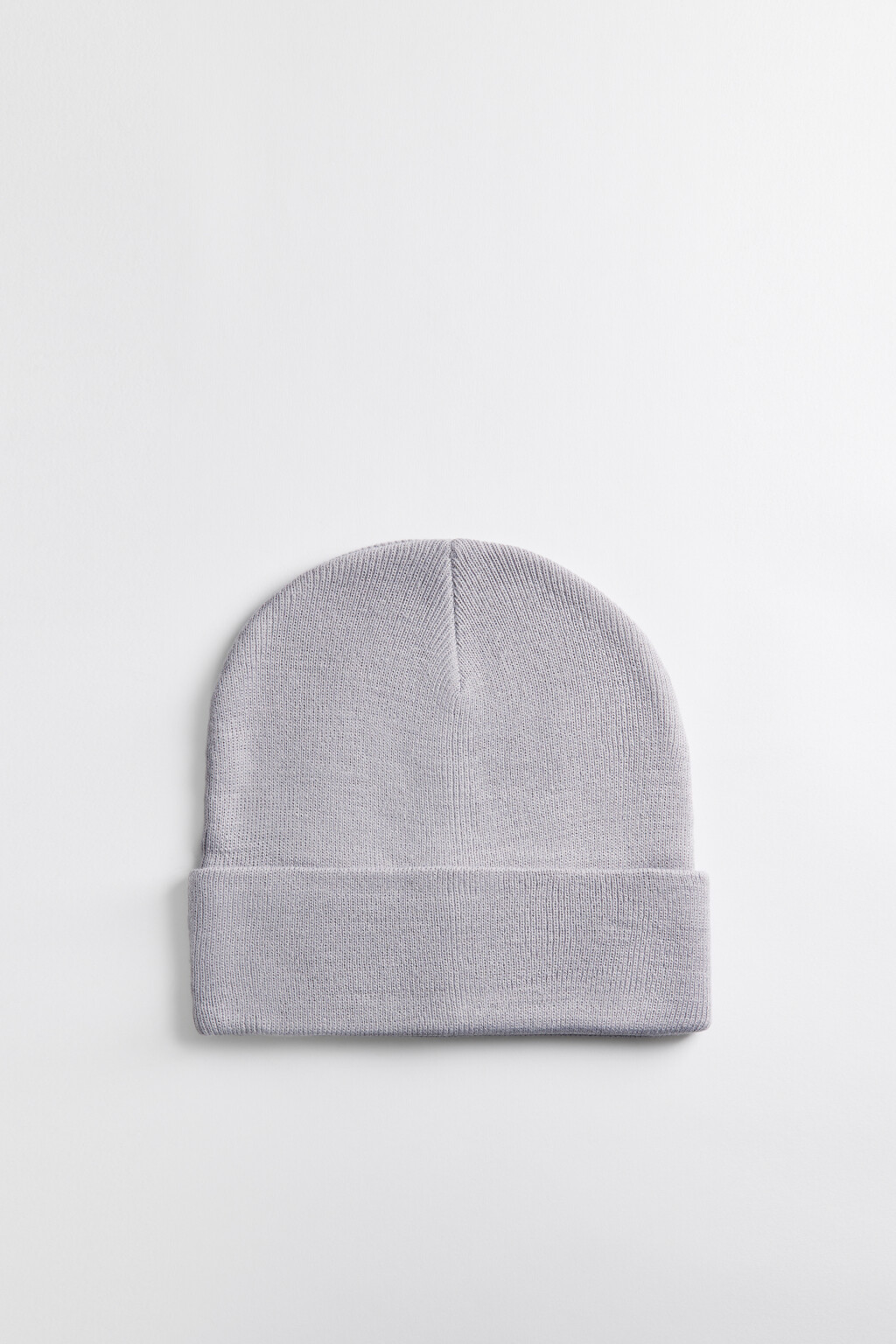 Шапка-бини вязаная тонкая с отворотом - цвет серый - 1