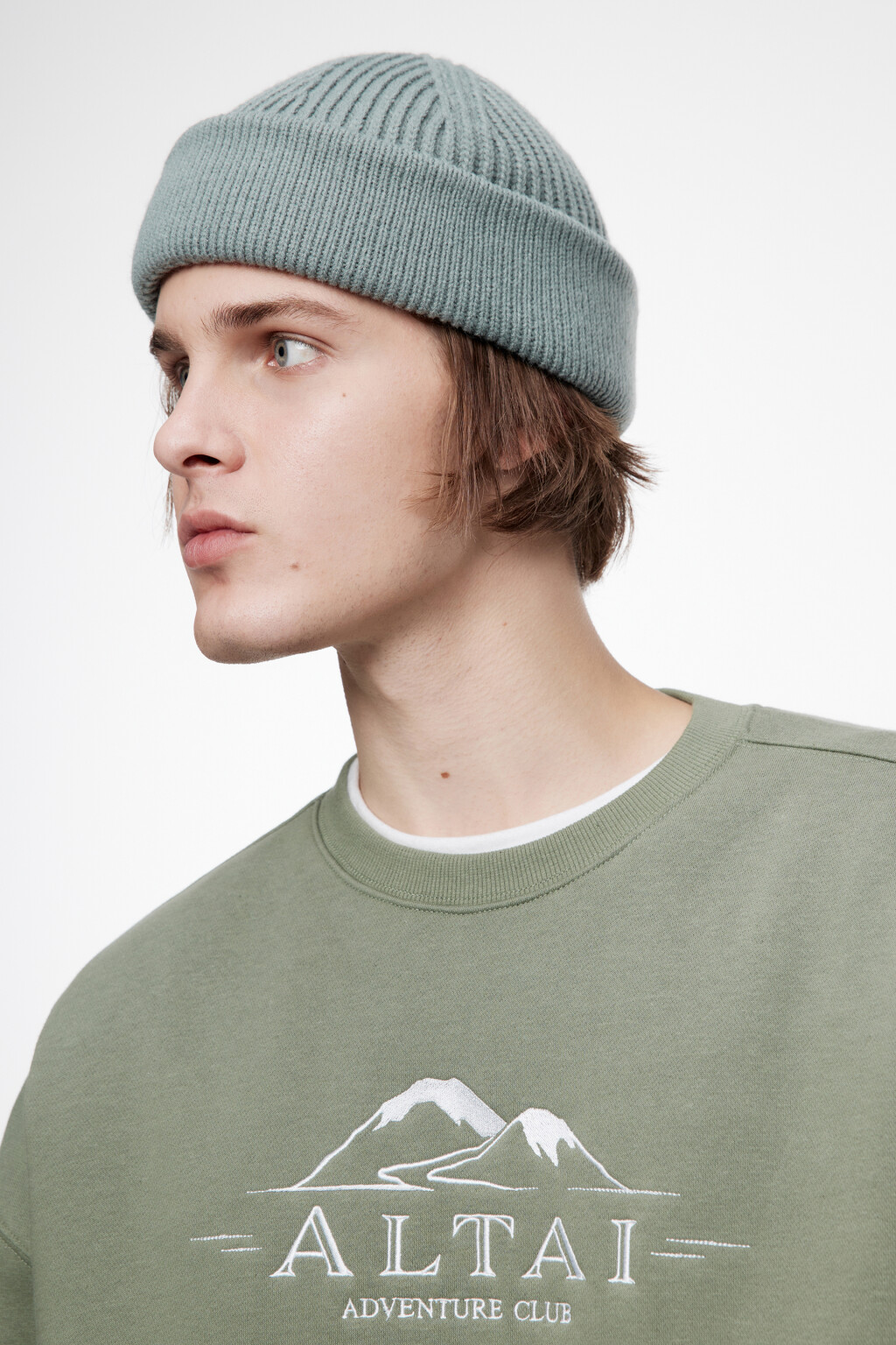 Шапка-бини вязаная короткая до ушей - цвет мятный - 2