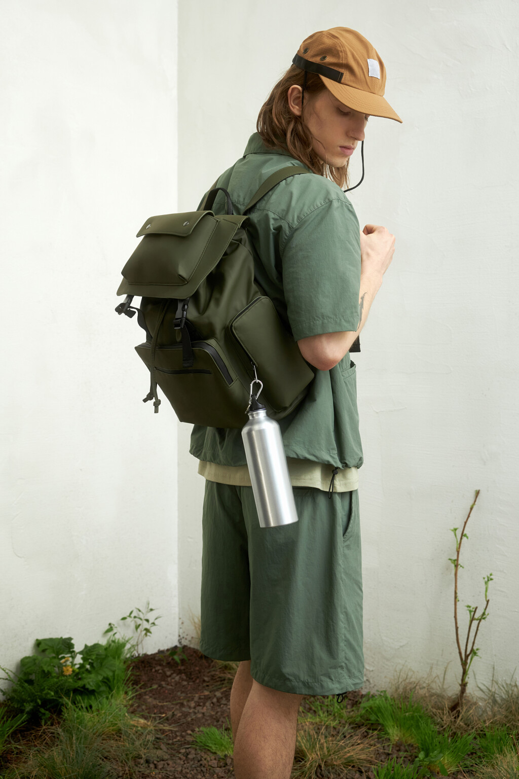 Рюкзак большой из прорезиненного материала - цвет зеленый - 5