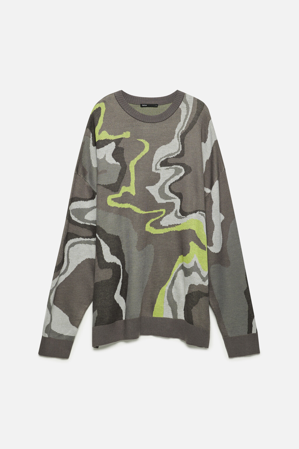 Свитер вязаный свободный с принтом-абстракцией - цвет зеленый - 8