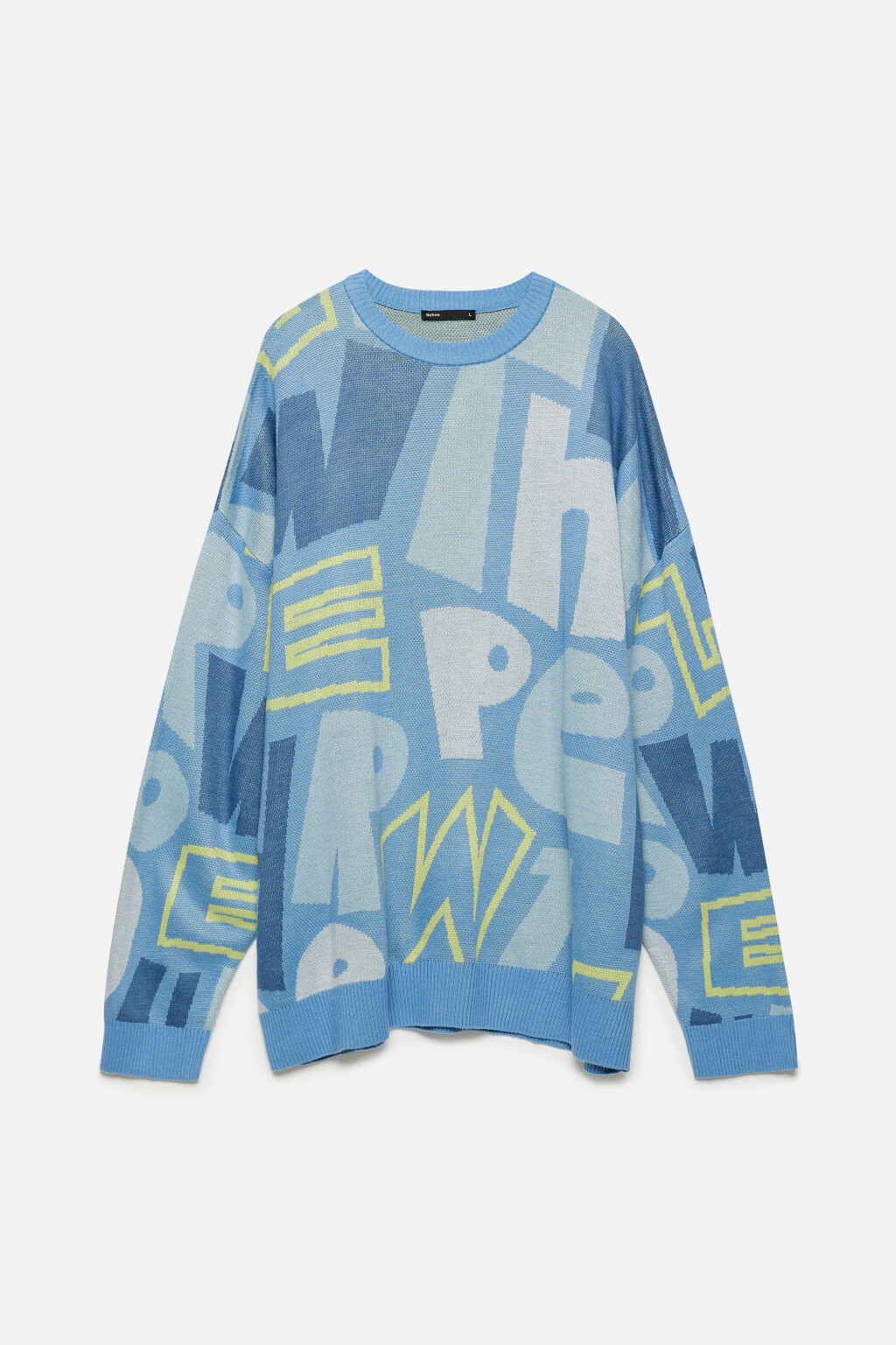 Свитер вязаный свободный с принтом-абстракцией - цвет голубой - 8