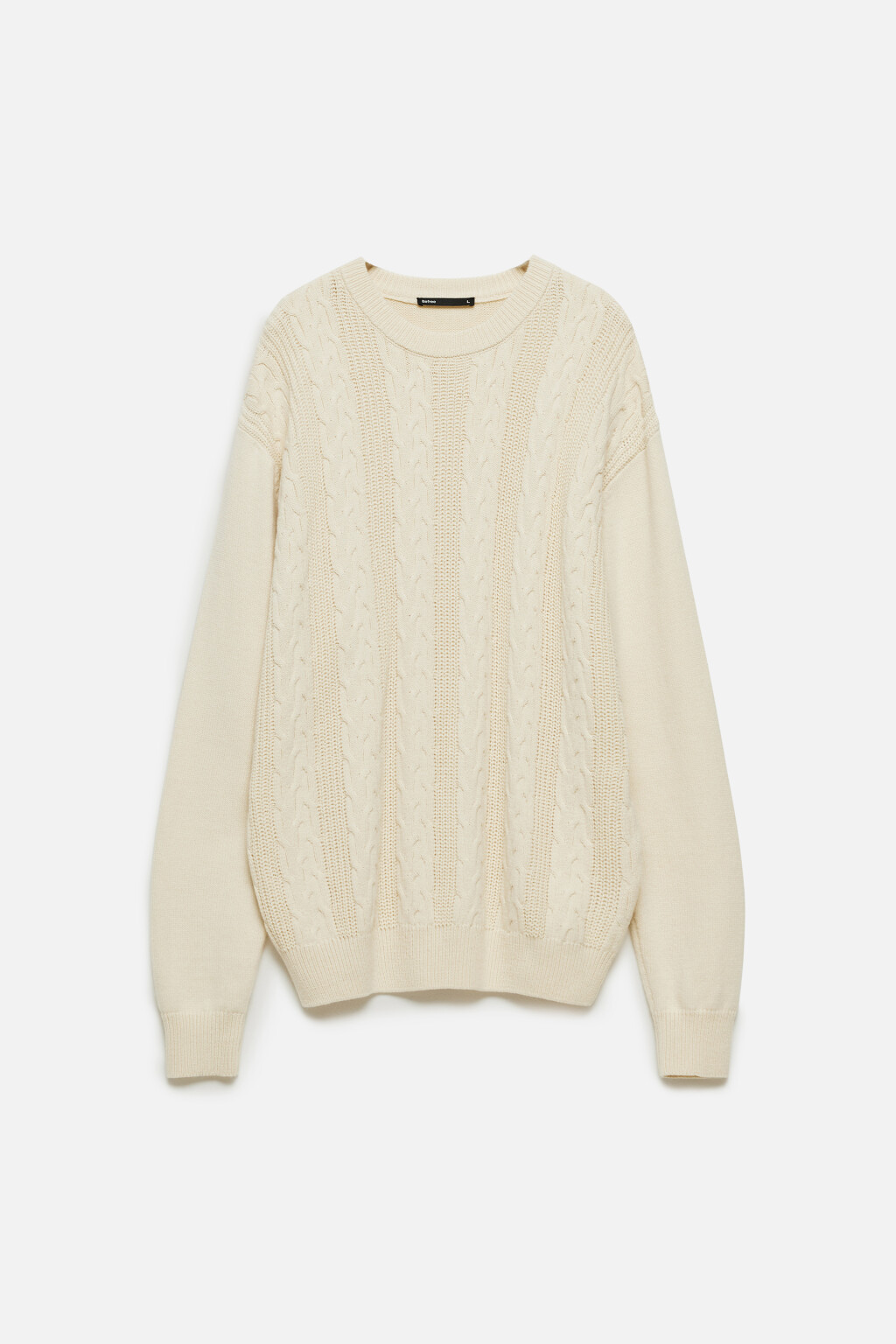 Свитер толстой вязки хлопковый с узором-косичкой - цвет бежевый - 9