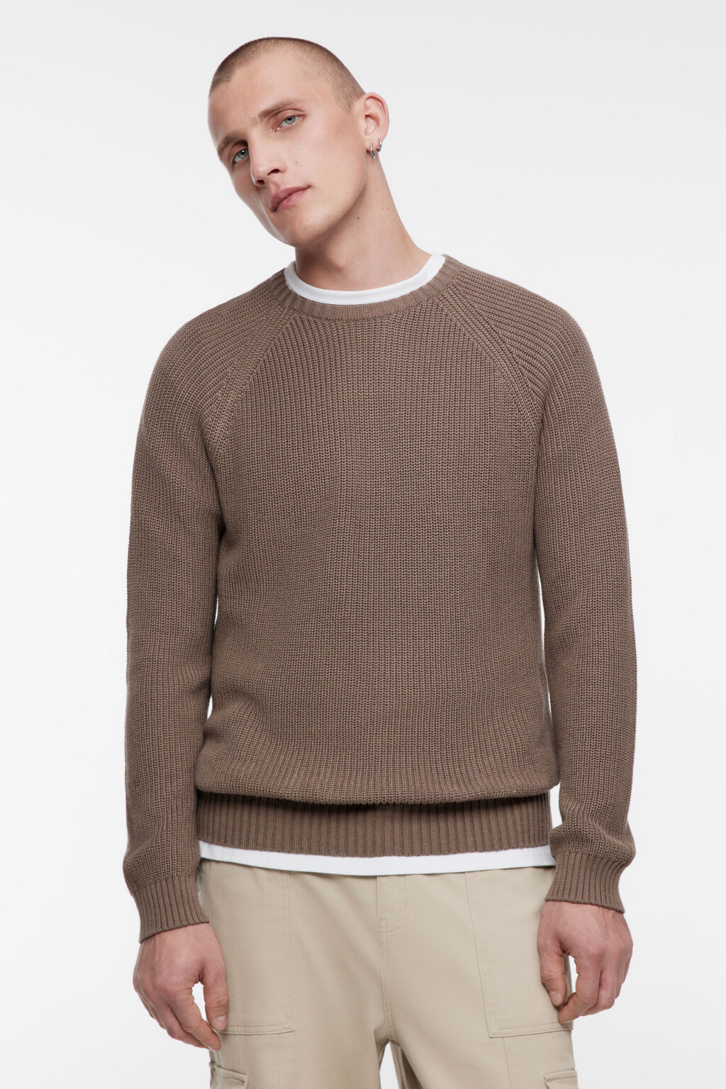 Свитер вязаный из органического хлопка - цвет коричневый - 3