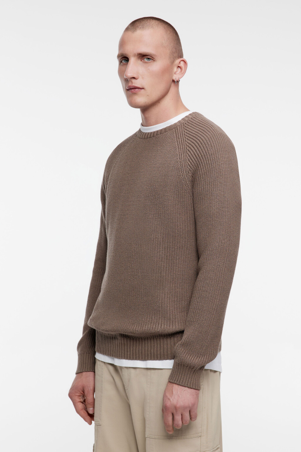 Свитер вязаный из органического хлопка - цвет коричневый - 4