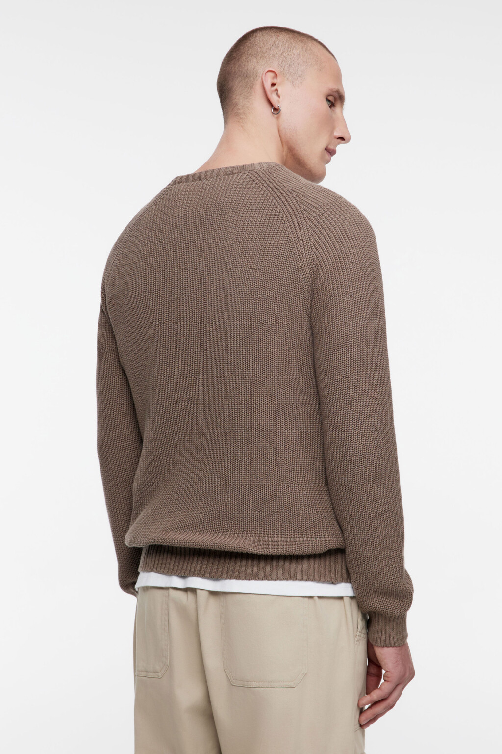 Свитер вязаный из органического хлопка - цвет коричневый - 5