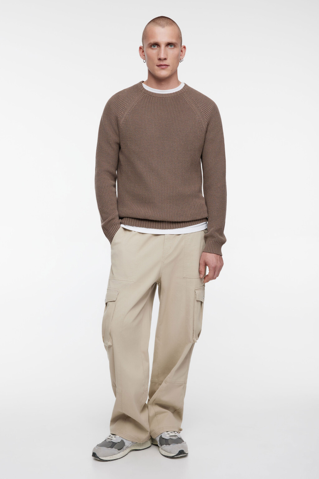 Свитер вязаный из органического хлопка - цвет коричневый - 1