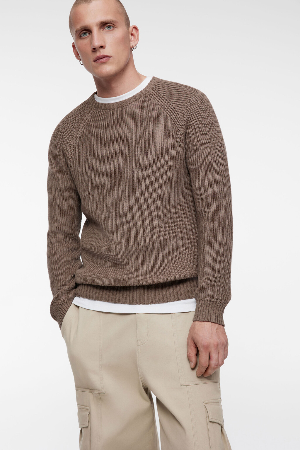 Свитер вязаный из органического хлопка - цвет коричневый - 2
