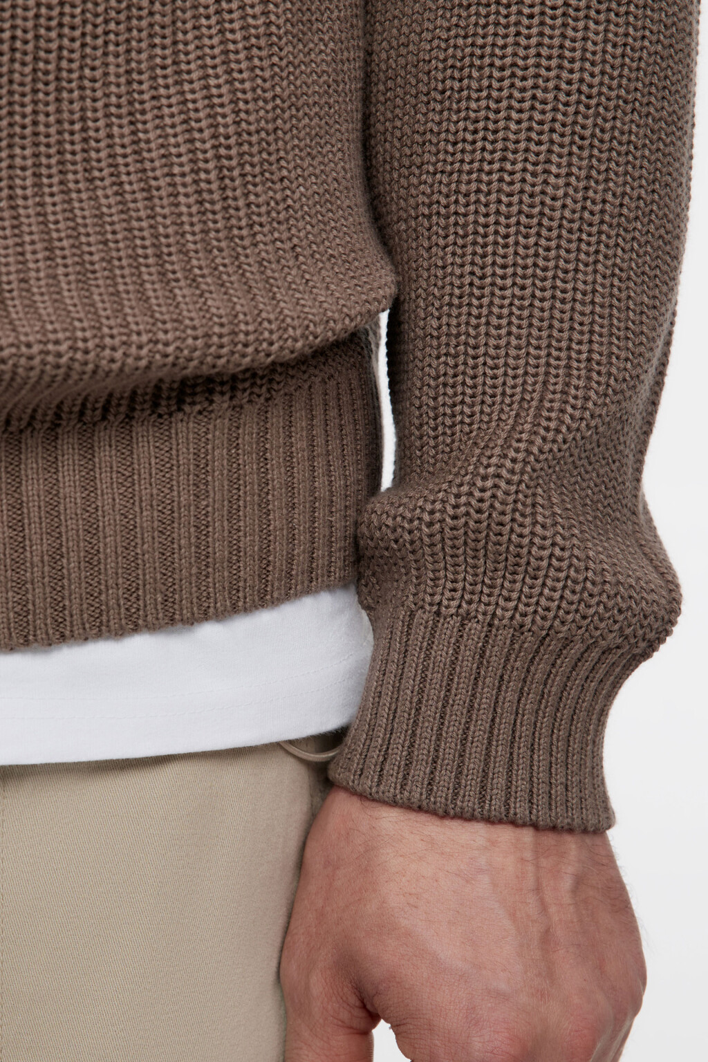 Свитер вязаный из органического хлопка - цвет коричневый - 7