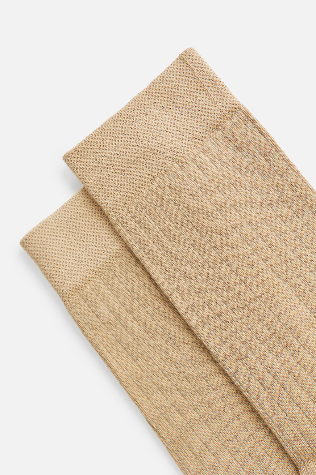 Носки высокие однотонные в рубчик - цвет коричневый - 1