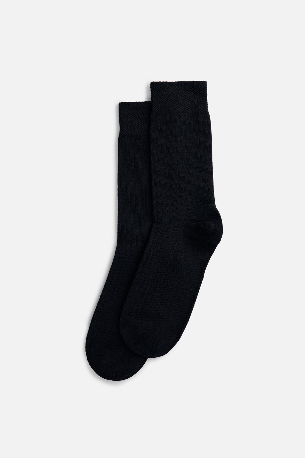 Носки высокие однотонные в рубчик - цвет черный - 1