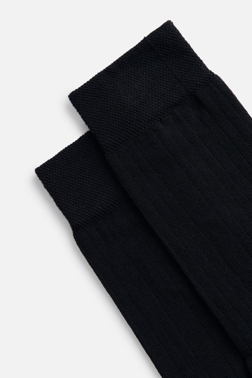 Носки высокие однотонные в рубчик - цвет черный - 2