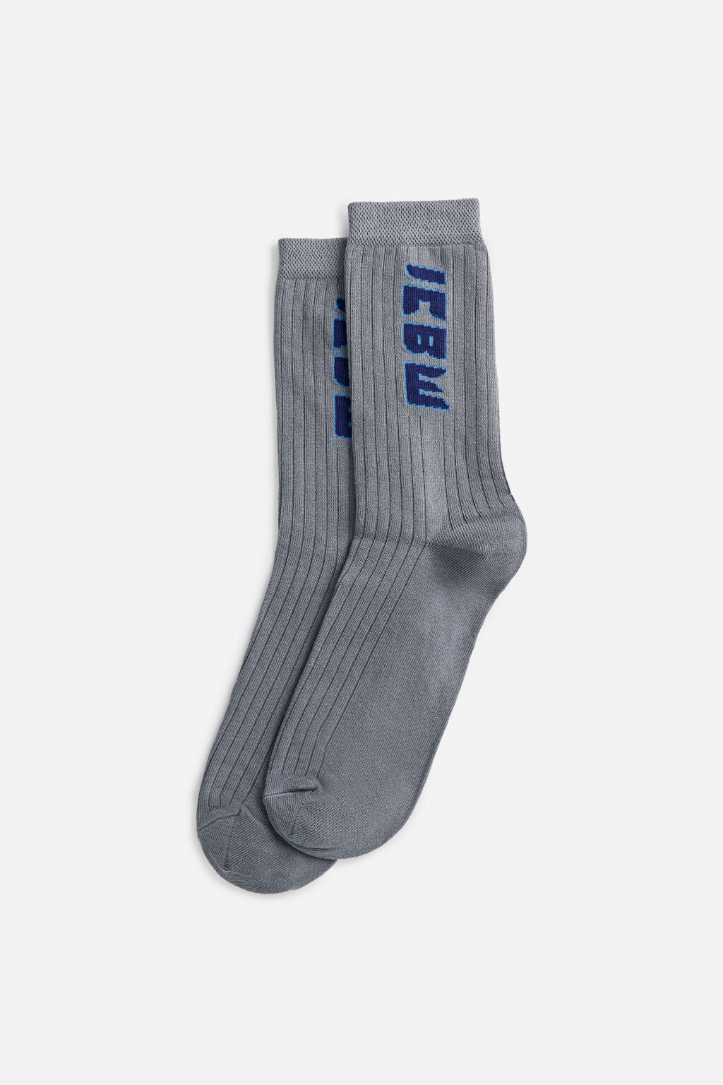 Носки высокие с принтом-надписью - цвет серый - 1