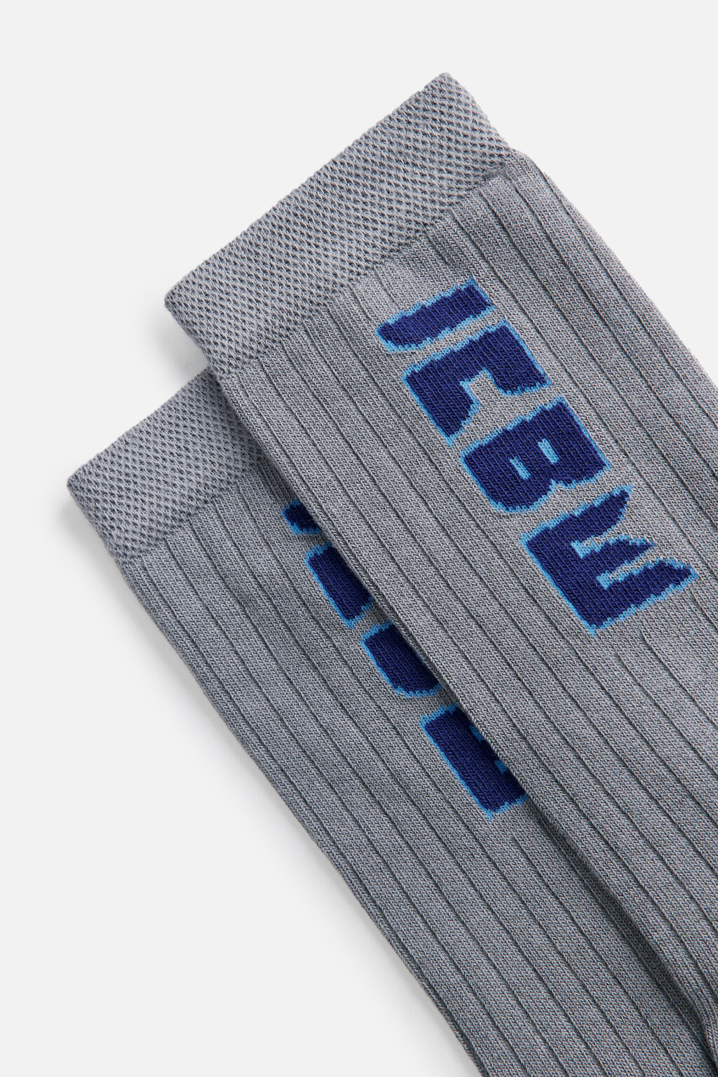Носки высокие с принтом-надписью - цвет серый - 2