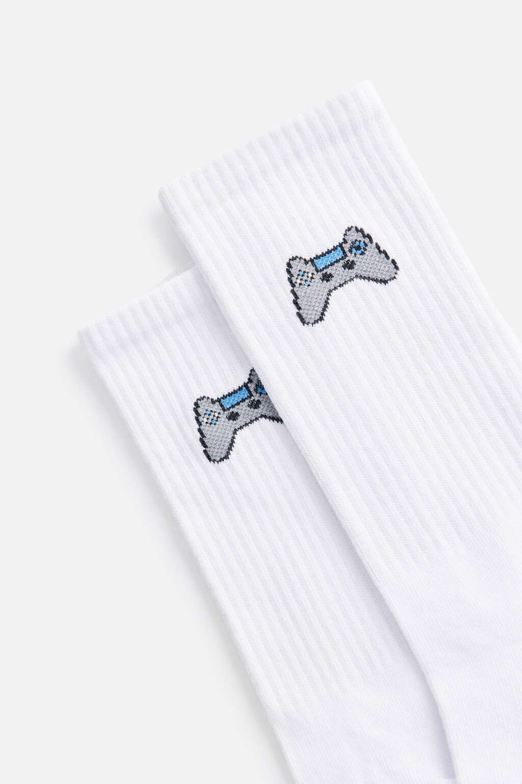Носки высокие хлопковые с принтом - цвет белый - 2