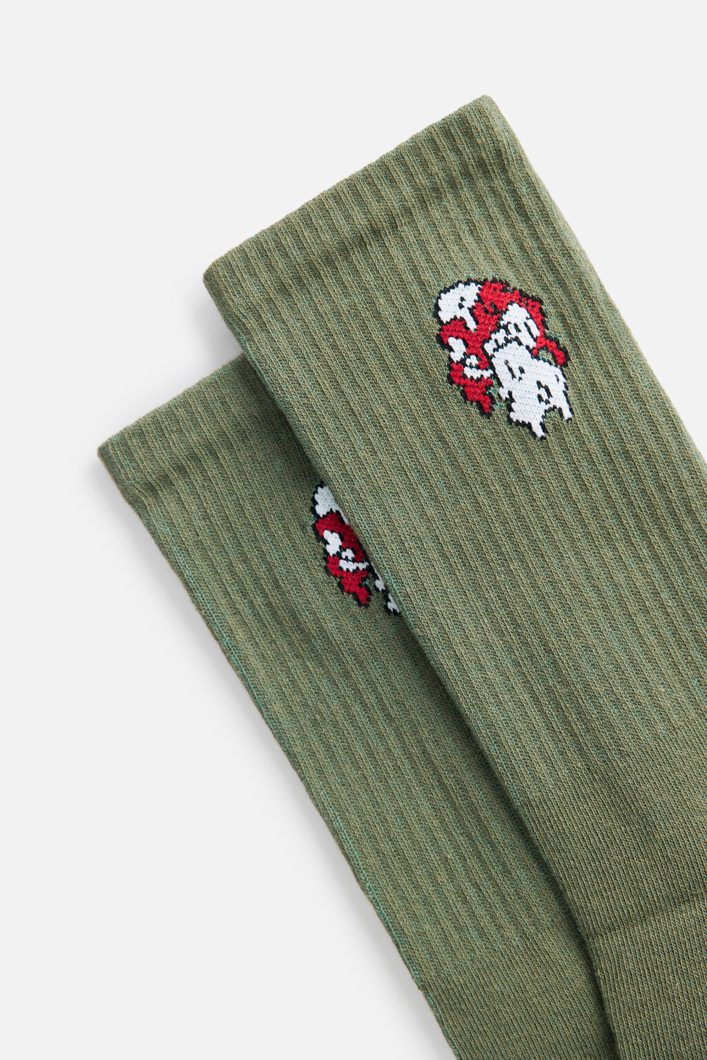 Носки высокие хлопковые с принтом - цвет серый - 2