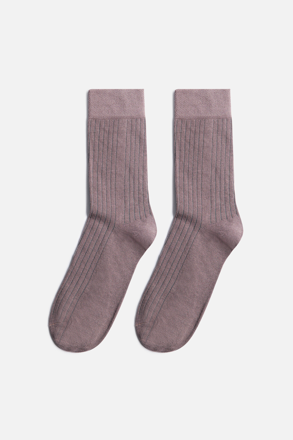 Носки высокие однотонные в рубчик - цвет коричневый - 1